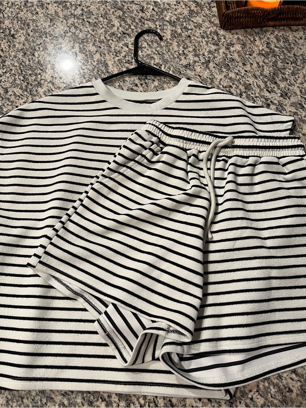 Black & White Striped Shorts Set